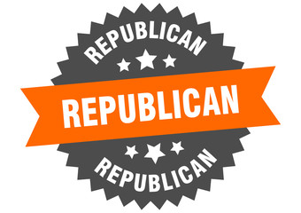 republican sign. republican orange-black circular band label