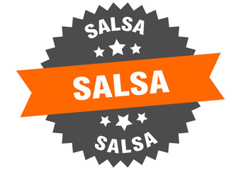 salsa sign. salsa orange-black circular band label