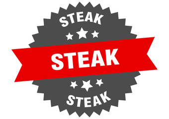 steak sign. steak red-black circular band label