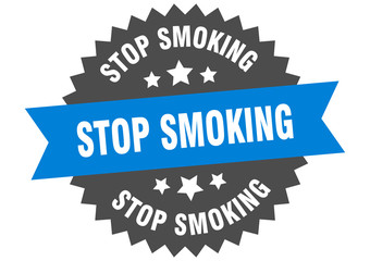 stop smoking sign. stop smoking blue-black circular band label