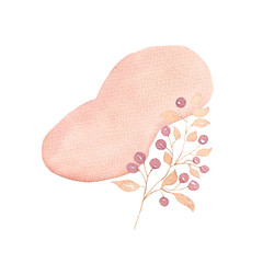 Abstract modern composition. Watercolor elements background. Hand painted floral  and transparent shapes in gentle pastel colors. Contemporary art illustration