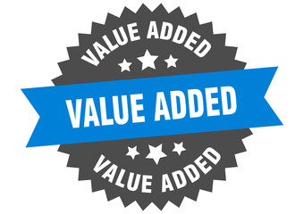 value added sign. value added blue-black circular band label