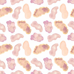 Abstract watercolor seamless pattern with hand painted clouds shape . Nursery art illustration in trendy scandinavian style.Contemporary art