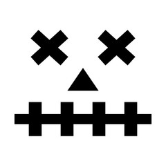 Pumpkin face silhouette icon for Halloween isolated on white background. Scary pumpkin devil smile, spooky jack o lanter. Vector illustration for any design.