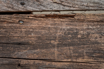 Naklejka premium Weathered wood with rusty nails