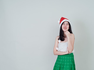Cute young woman with santa hat