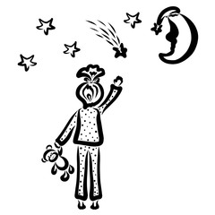 girl waving or catches a shooting star