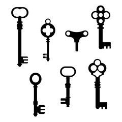 Vector illustration of different vintage keys