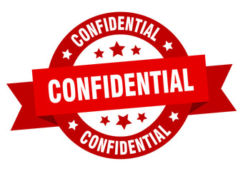 confidential ribbon. confidential round red sign. confidential