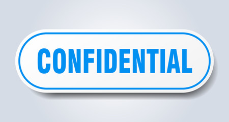 confidential sign. confidential rounded blue sticker. confidential