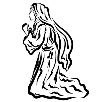 recommend clip art: Bible woman praying to  God on her knees