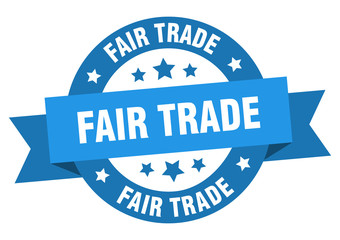 fair trade ribbon. fair trade round blue sign. fair trade