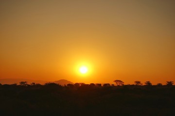 アフリカの地平線に沈む太陽