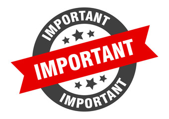 Obraz premium important sign. important black-red round ribbon sticker
