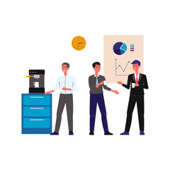 Office lunch break - cartoon people standing by coffee machine and talking