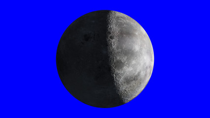 Crescent. On a blue background. Elements of this image furnished by NASA. 3d illustration.