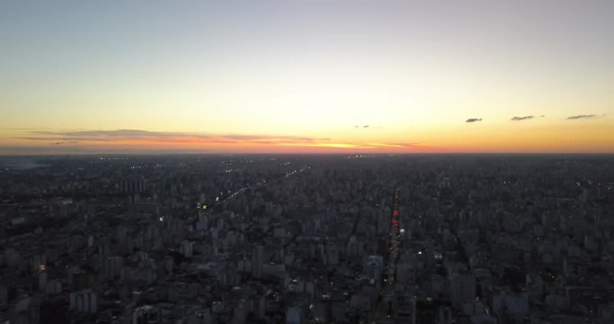 City Sunset , City Sunrise,  Panoramic View - Sun - Aerial View City - Urban - Buenos Aires