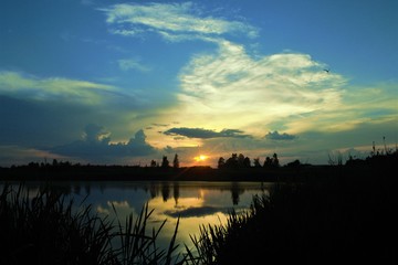  colorful evening on the lake
