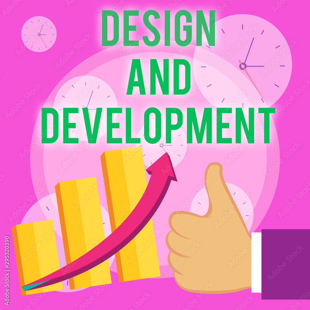 Poster writing note showing design and development. business concept for defining the specification of prod