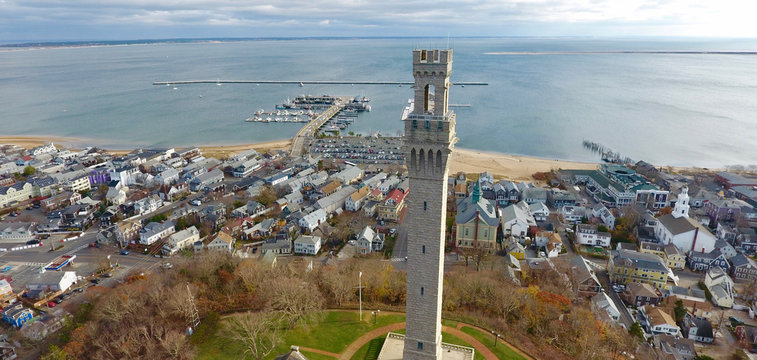 Pilgrim Monument Aerial At Provincetown, Cape Cod