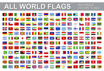 All world flags - vector set of rectangular icons. Flags of all countries and continents - obrazy, fototapety, plakaty