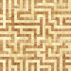 Seamless pattern with labyrinth - Interior wallpaper - Repeating background - papyrus texture