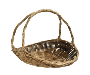 Wicker gift basket (with clipping path) isolated on white background