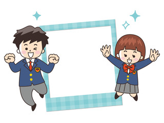 中高生の男女　写真フレーム