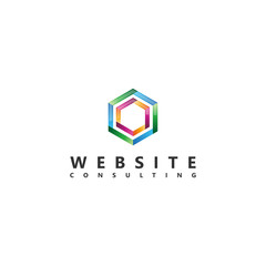 Modern technology logo with colorful hexagon shapes