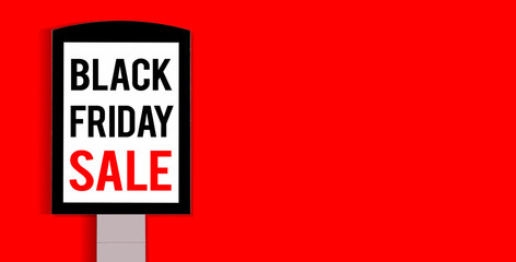 Black Friday sale shopping banner. Mockup of special day. Red and black color