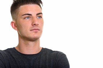 Fototapeta premium Close up of young handsome man thinking