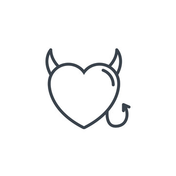 devil heart love icon line design