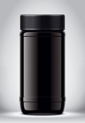 Black jar on gray background