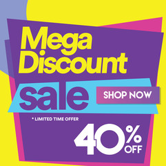 40 Mega discount, Sales Vector badges for Labels, Stickers, Banners, Tags, Web Stickers, New offer. Discount origami sign banner-2