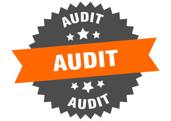 audit sign. audit orange-black circular band label