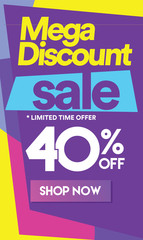 40 Mega discount, Sales Vector badges for Labels, Stickers, Banners, Tags, Web Stickers, New offer. Discount origami sign banner-3