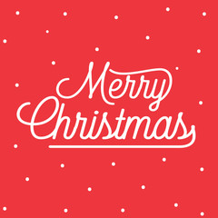 Christmas card with lettering Merry Christmas on red background, Christmas Greetings, vector illustration