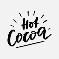 Hand sketched lettering banner. The inscription: hot cocoa. Hand styled lettering for decoration, cards, postcards, prints, menu