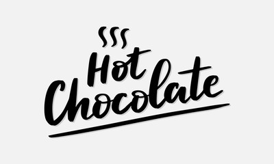 Hand sketched lettering banner. The inscription: hot chocolate. Hand styled lettering for decoration, cards, postcards, prints, menu