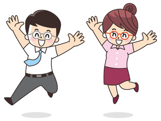 ジャンプするビジネスマン　クールビズ