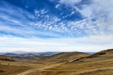 Tazhenranskaya steppe on the west coast of Lake Baikal, Siberia