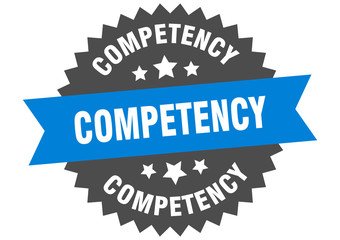 competency sign. competency blue-black circular band label