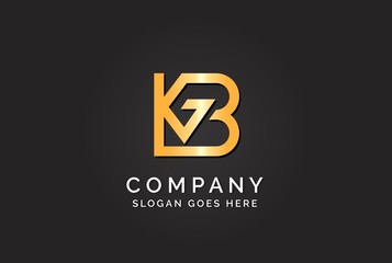 Luxury initial letter KGB golden gold color logo design