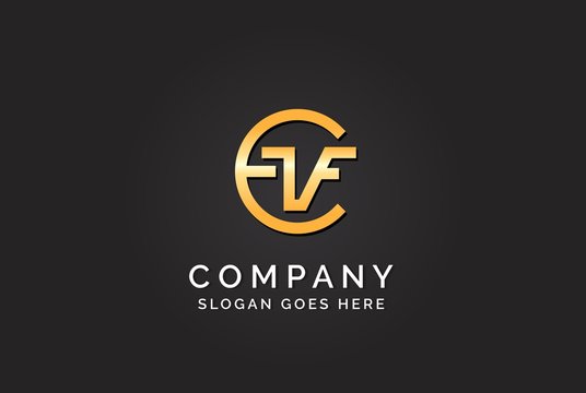 Luxury initial letter CVF golden gold color logo design