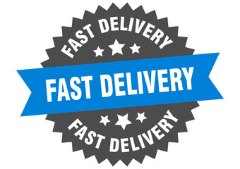 fast delivery sign. fast delivery blue-black circular band label