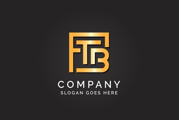 Luxury initial letter FTB golden gold color logo design