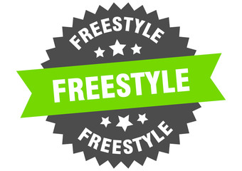 freestyle sign. freestyle green-black circular band label