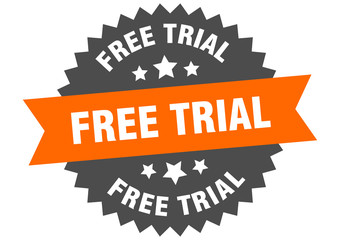 free trial sign. free trial orange-black circular band label