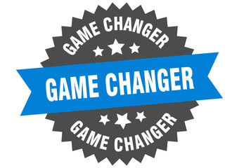 game changer sign. game changer blue-black circular band label