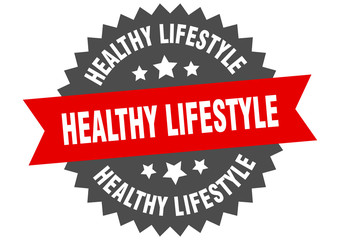 healthy lifestyle sign. healthy lifestyle red-black circular band label
